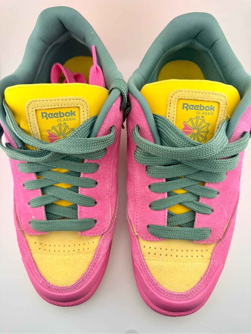 Reebok Classic Men's Pink & Yellow Low-Top Sneakers